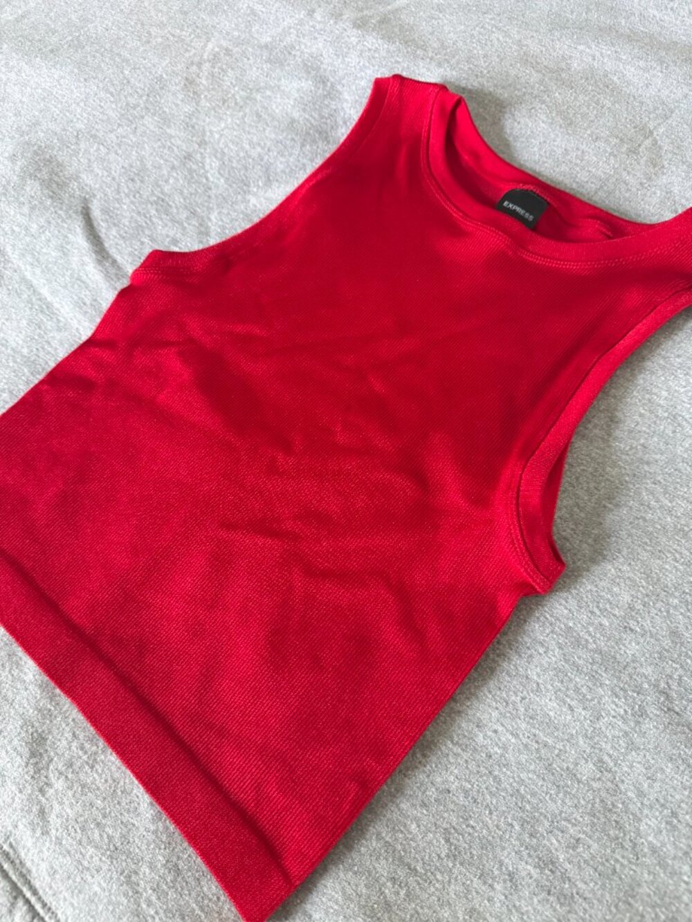Express Ribbed Tank Top (Red) - Picture 3 of 4